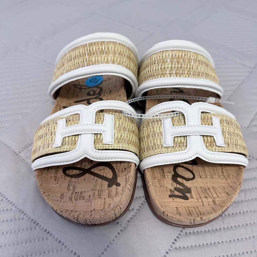 Sam Edelman Rowan Slide Sandals Size 10 White Raffia